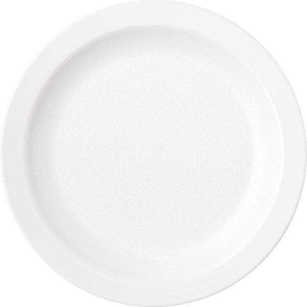 Carlisle Foodservice Polycarbon Nrrw Rim Plate, 6.5", Wht, PK48 - PCD20602