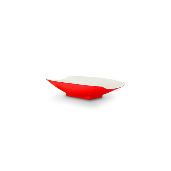 Bon Chef Melamine Curves Bowl - Red Outside/White Inside 10 1/2" X 6 1/8" X 2 1/2" 24 Oz - 53702-2TONERED
