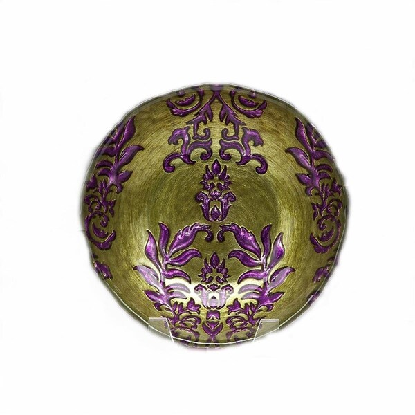 Standalone Damask 7.5 in. Green Purple Bowl, 4PK - ST486955