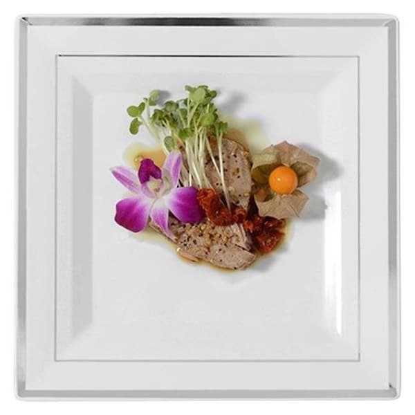 Fineline Settings Fineline Settings 5510-WH White Square Dinner Plate - 5510-WH