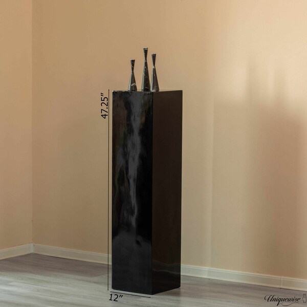 Uniquewise 47-Inch Black Fiberglass Pedestal Backdrop Stand - Stylish Flower or Cake Holder for - QI003858BK-47