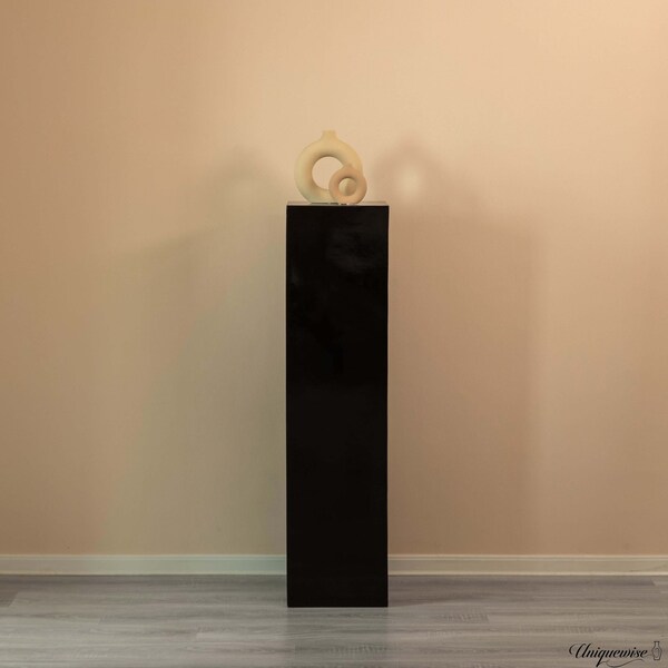 Uniquewise 47-Inch Black Fiberglass Pedestal Backdrop Stand - Stylish Flower or Cake Holder for - QI003858BK-47