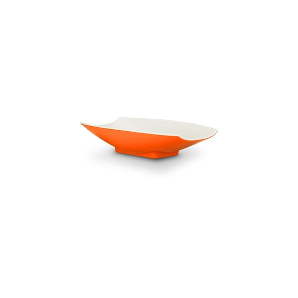 Bon Chef Melamine Curves Bowl - Orange Outside/White Inside 10 1/2" X 6 1/8" X 2 1/2" 24 Oz - 53702-2TONEORANGE