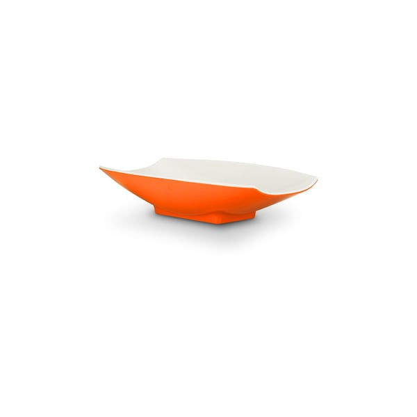 Bon Chef Melamine Curves Bowl - Orange Outside/White Inside 12" X 6 3/4" X 2 3/4" 1 Qt (32 Oz) - 53703-2TONEORANGE