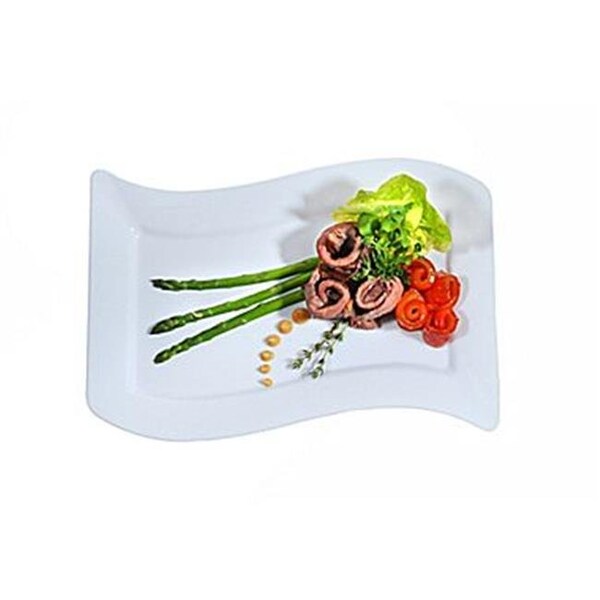 Fineline Settings Fineline Settings 1407-WH White Rectangle Luncheon Plate - 1407-WH