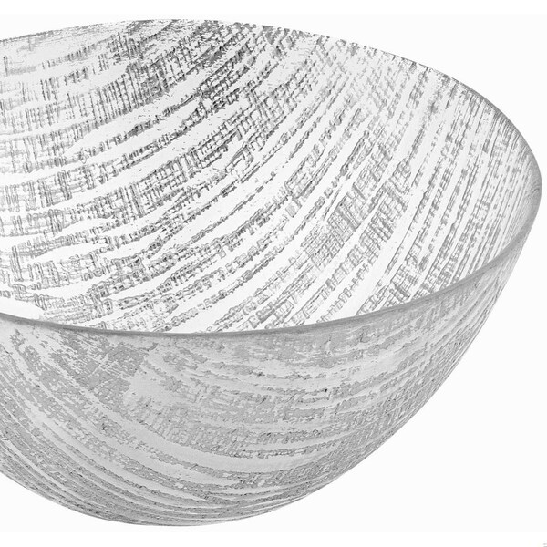 Homeroots 11 in. Hand Crafted Glass Silver Accent Salad or Serving Bowl - 375853