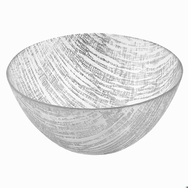 Homeroots 11 in. Hand Crafted Glass Silver Accent Salad or Serving Bowl - 375853