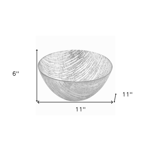 Homeroots 11 in. Hand Crafted Glass Silver Accent Salad or Serving Bowl - 375853
