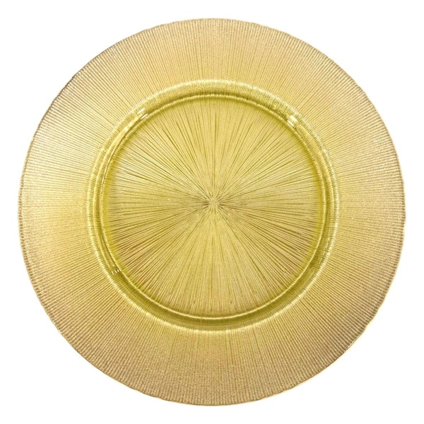 Red Pomegranate Collection 13 in. Ritz Glitter Charger Plate, Gold - 8693-0