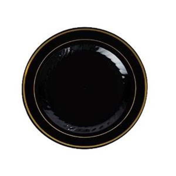 Fineline Settings Black and Gold Round Salad Plate - 507-BKG