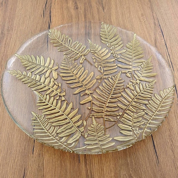 Red Pomegranate Collection 13 in. Fern Charger Plate, Gold - 7553-1