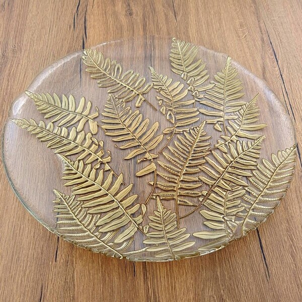 Red Pomegranate Collection 13 in. Fern Charger Plates, Gold - Set of 4 - 4553-1