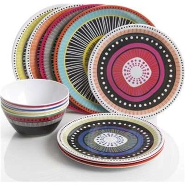 Gibson GH Almira Melamine Dinnerware Plate Set - 12 Piece, 12PK - 107282.12