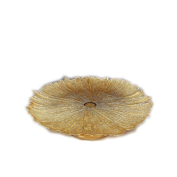 Standalone Coral 15 in. Gold Footed Cake Plate - ST860495