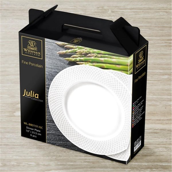 Wilmax 880101 10 in Dinner Plate Set of 6 White 4PK - WL880101 / 6C