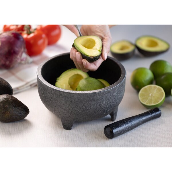 Service Ideas Molcajete Bowl with Pestle, 50 Ounce, Black - MB50PBL