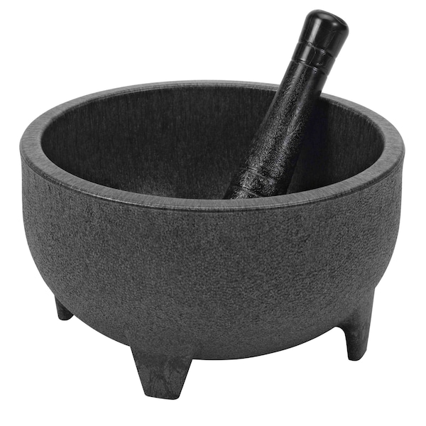 Service Ideas Molcajete Bowl with Pestle, 50 Ounce, Black - MB50PBL