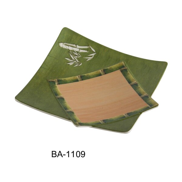 Cocinando 11 in. Bamboo Style Melamine Square Plate, 12PK - CO4231740