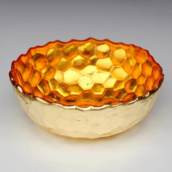 Standalone 9.5 in. Hive Serving Salad Bowl, Amber & Gold - ST2644118