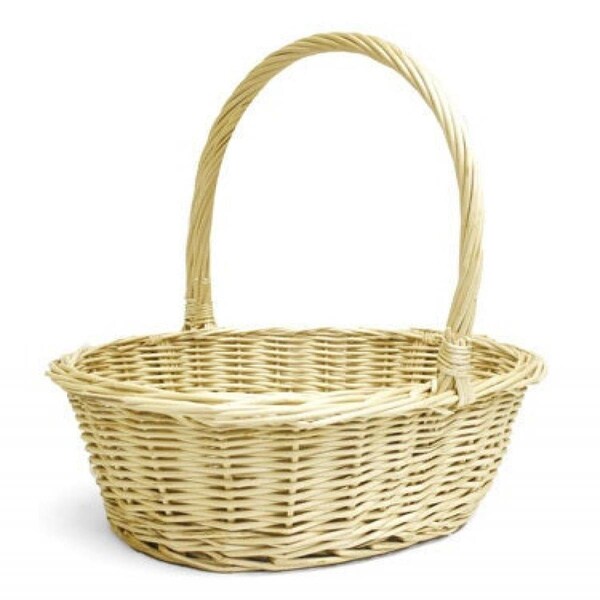 Mdr Trading AI-4262D-Q01 14 in. Long Handled Oval Willow Basket, Beige - AI-4262D_Q01