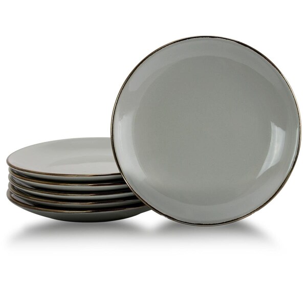 Elama 7.75 in. Tahitian Sand Salad Plate Set, Light Grey - 6 Piece - EL-TAHITIANSAND