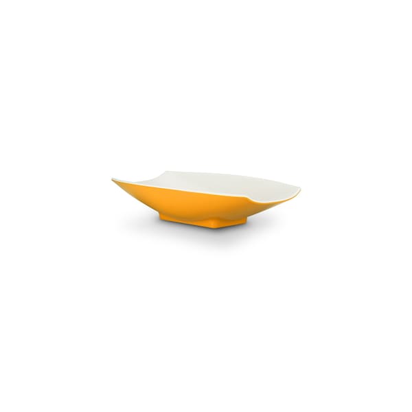 Bon Chef Melamine Curves Bowl - Yellow Outside/White Inside 10 1/2" X 6 1/8" X 2 1/2" 24 Oz - 53702-2TONEYELLOW