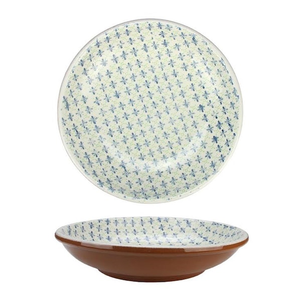 Northlight Seasonal French Countryside Decorative Green And Blue Flower Round Terracotta Bowl - 31522479