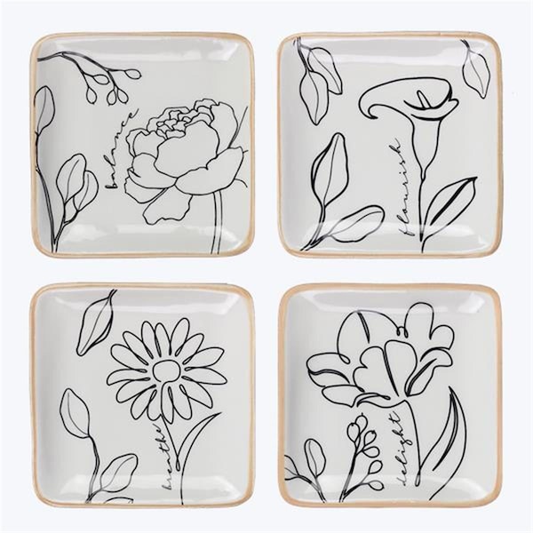 Youngs 3.62 in. Ceramic Human Nature Trinket Dishes, Assorted Style - Set of 4 - 21971