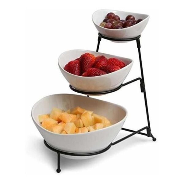 Gibson Elite Gracious Dining 3 Tier Bowl Server Set with Metal Stand - 92702.04
