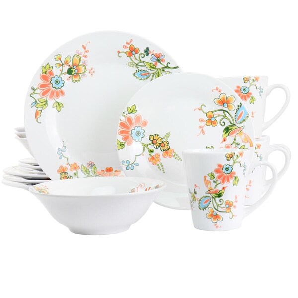 Fastfood Spring Bloom Round Porcelain Dinnerware Set, 16 Piece - FA2614927