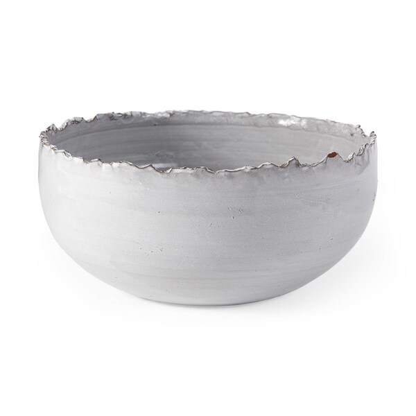 Homeroots 5.11 x 12.79 x 12.79 in. Artisan Gray & White Ceramic Centerpiece Bowl - 392177
