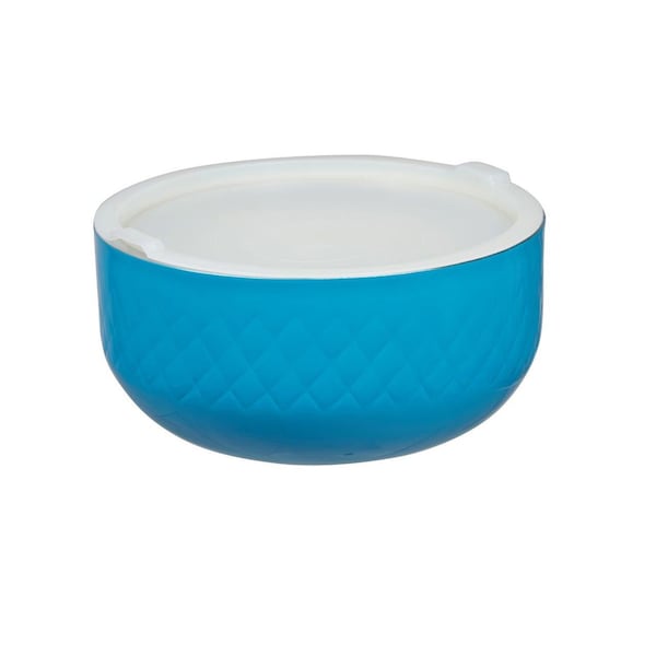 Bon Chef Cold Wave Bowl & Stacking Cover   13 7/8" Dia X 6 7/8" H  10 Qt 2 Oz - 9320CARIBBEANBLUE