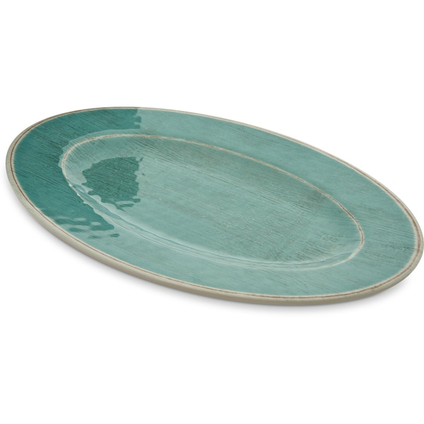 Carlisle Foodservice Melamine Oval Plate, 12"x8", Aqua, PK12 - 6402015