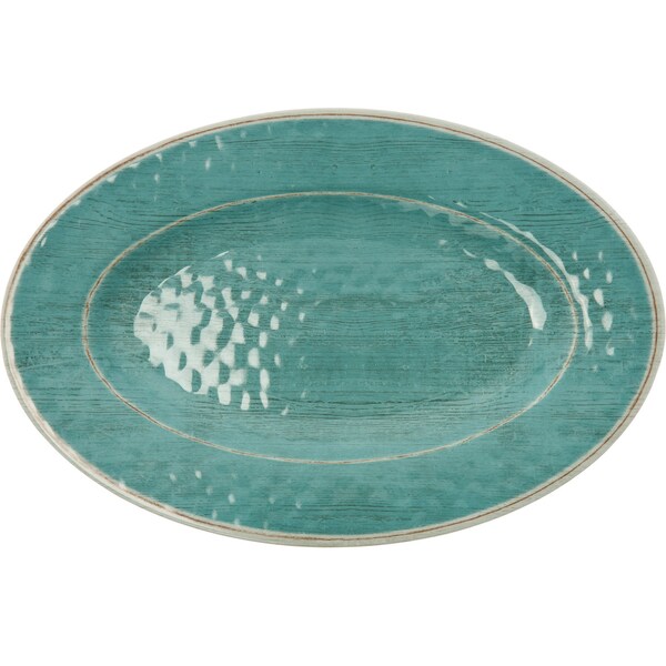 Carlisle Foodservice Melamine Oval Plate, 12"x8", Aqua, PK12 - 6402015