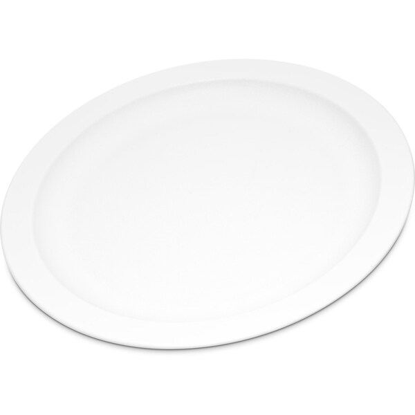 Carlisle Foodservice Polycarbon Nrrw Rim Plate, 9", Wht, PK48 - PCD20902