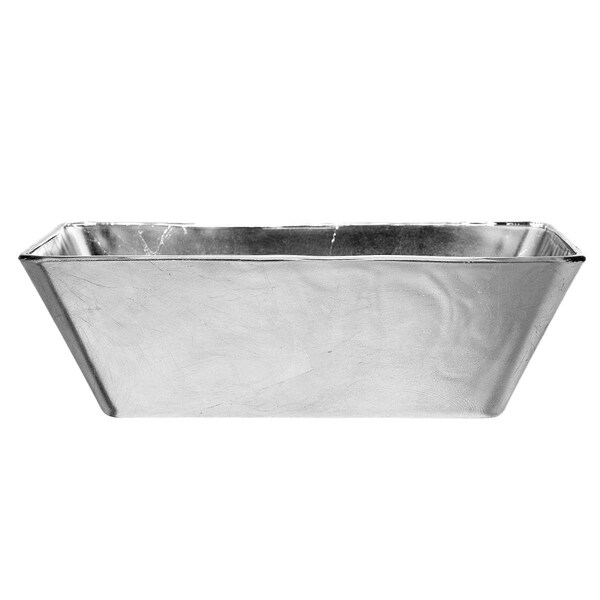 Red Pomegranate Collection 13 in. Gilt Gilded Glass Rectangular Bowl, Silver - 8420-2