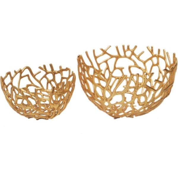 Moes Home Collection Nest Bowls in Metallic Gold Aluminum, 2PK - MK-1019-32