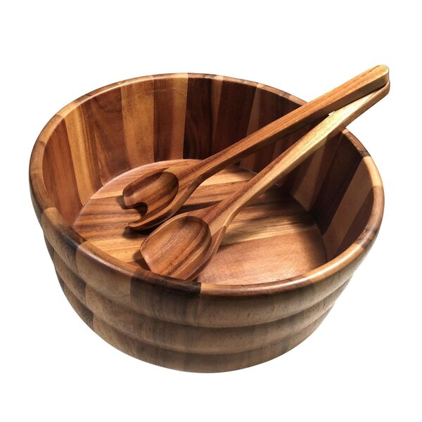 Kalmar Home 5 in. Extra Large Salad Bowl with Servers - 3 Piece - 330C-3