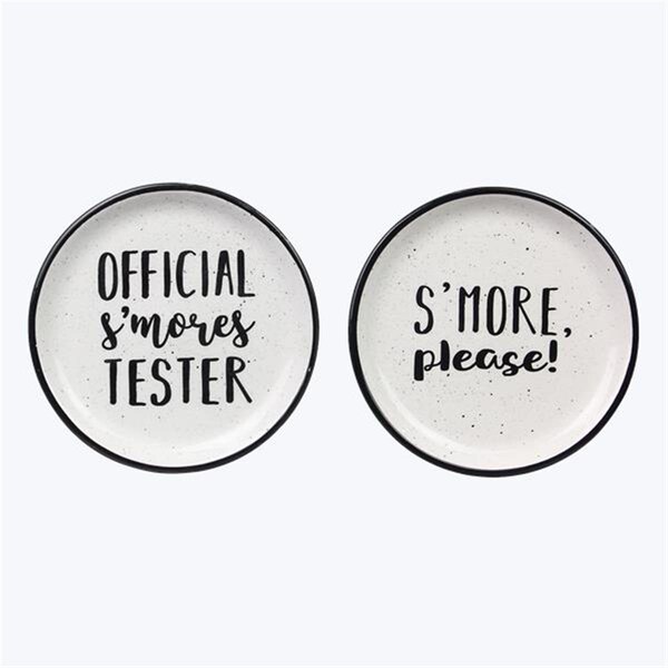 Youngs 5.04 in. Ceramic Smore Snack Plate, Assorted Style - Set of 2 - 11421