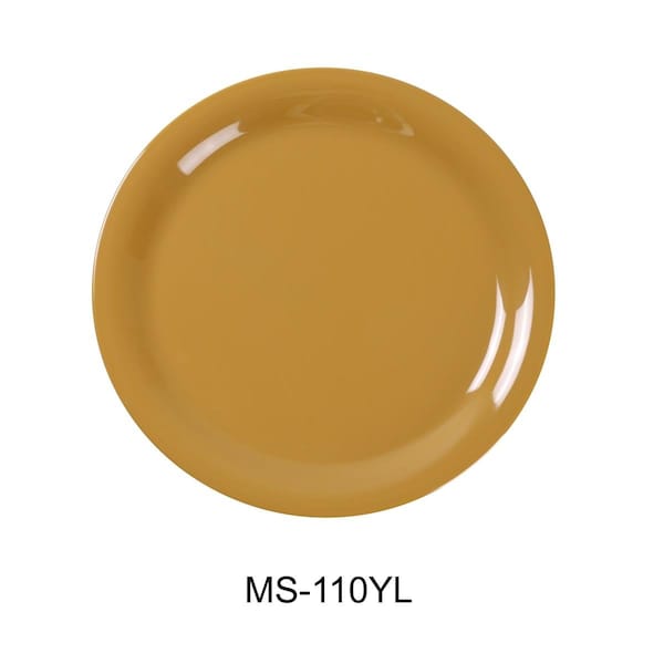 Yanco 10.5 in. Mile Stone Narrow Rim Round Plate, Yellow, 24PK - MS-110YL