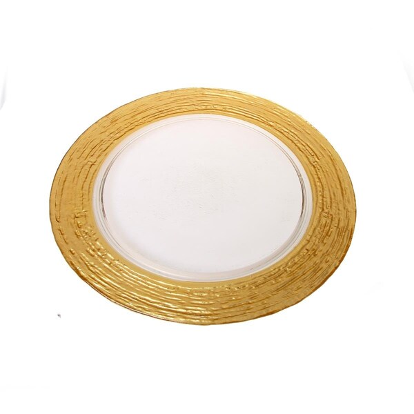 Classic Touch Decor Classic Touch  13 in. Glass Chargers with Gold Grain Border, Set of 4 - CG761