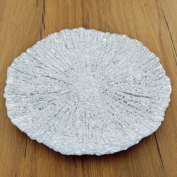 Red Pomegranate Collection 11 in. Coral Dinner Plates, Silver - Set of 4 - 4774-2
