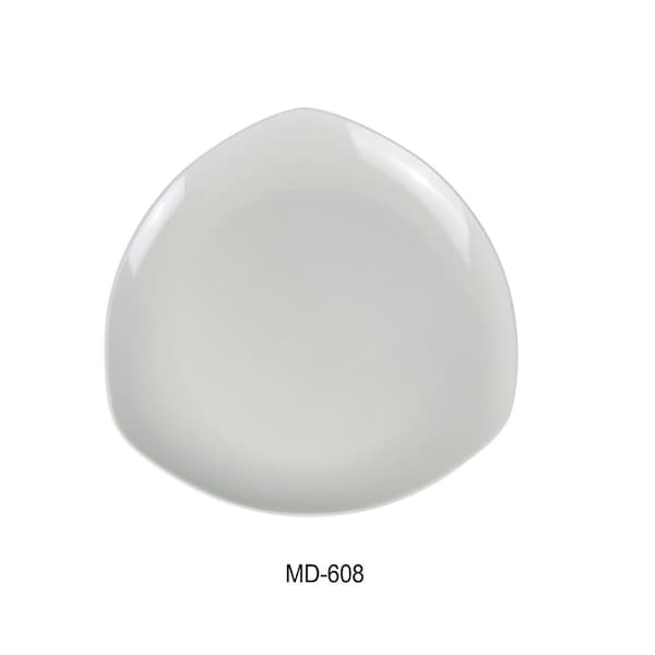 Yanco 8 in. Milando Triangle Coupe Plate - Melamine, White, 48PK - MD-608