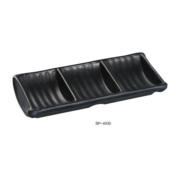 Yanco Black Pearl-2 Triple Sauce Dish, Black, 48PK - BP-4030