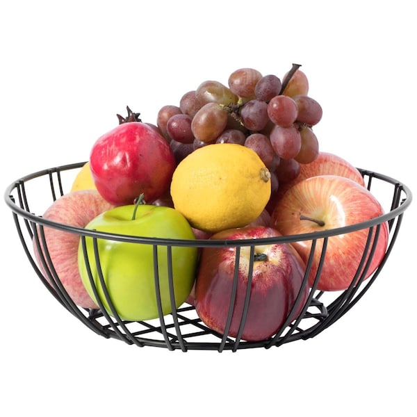 Pan De Molde 11 x 3.50 in. Wire Iron Basket Fruit Bowl, Black - Round - PA3175126