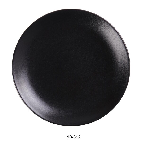 Yanco 12.25 x 1.5 in. Noble Black Coupe Shape Round Plate, Black, 12PK - NB-312