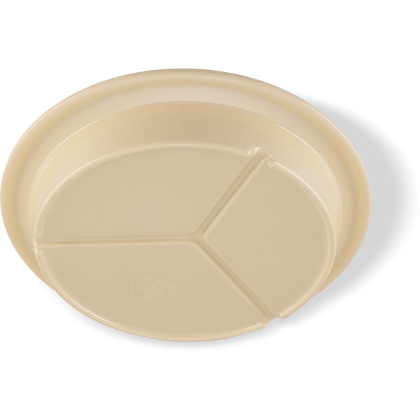 Carlisle Foodservice Melamine 3-Compt Deep Plate, 9", Tan, PK24 - 4351625