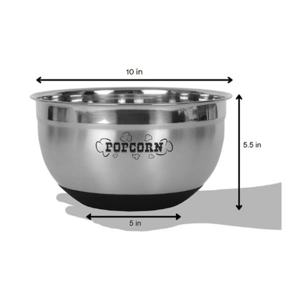 Homeroots Sleek Stainless Steel Popcorn Serving Bowl - 400997