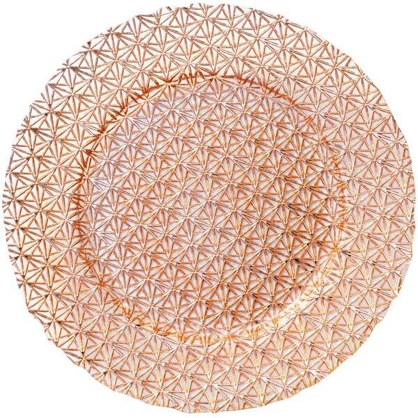 Bon Chef Gem Design, Decorative Glass Charger, Rose Gold, Handwash Only, (8Pcs / Case) - 200009RG