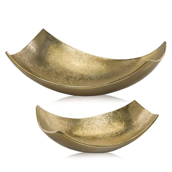 Homeroots 9.75 x 17.25 x 5.5 in. Brushed Gold Cucha Large Scoop Bowl, Gold - 354616
